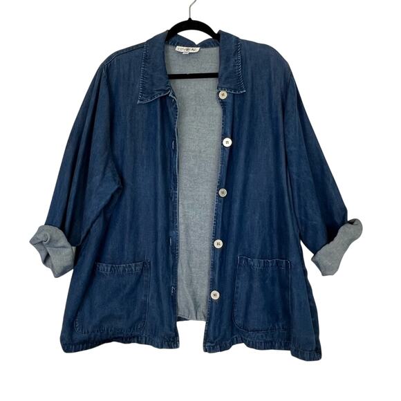 City-Wear Tops - CITY WEAR Chore Jacket Womens Plus Size 2X Button UP Pouch Pockets Denim Lagen